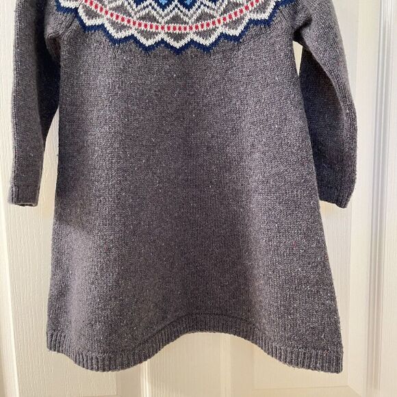 Hanna Andersson Gray Knit Fair Isle Sweater Dress Wool Blend Girls 85 US 2T NWT - Picture 3 of 9